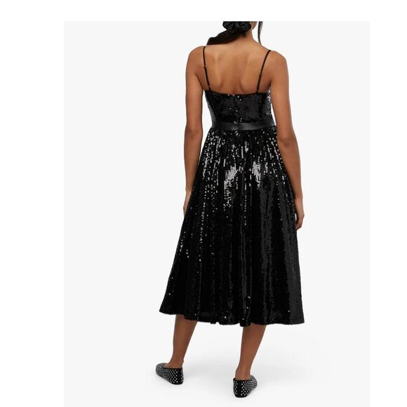 NEW WEWOREWHAT SEQUIN MIDI DRESS BLACK SIZE  4 - Picture 4 of 8